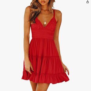 EcoWish Spaghetti Strap Backless Mini Dress, Red, NWOT, S
